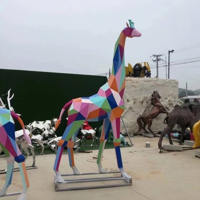 FRP Colorful Giraffe Sculpture To Figure Custom 300CM