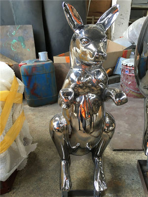 Mirror Kangaroo Metal Animal Sculptures Floor Installation Giant Animal Statues