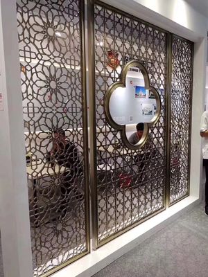 Interior Decoration Space Partition Metal Screen Artwork Plating Gold