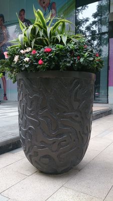 กระถางดอกไม้เรซิน Bronzed พื้นผิว Brushed Stainless Steel Flower Pot